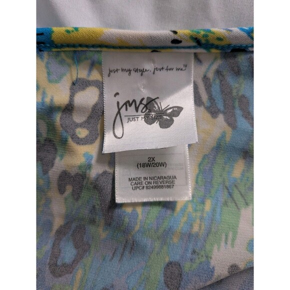 Just My Size Top Women 2X Blouse Surplice V-neck Multicolor Stretch Animal Print - Picture 5 of 14
